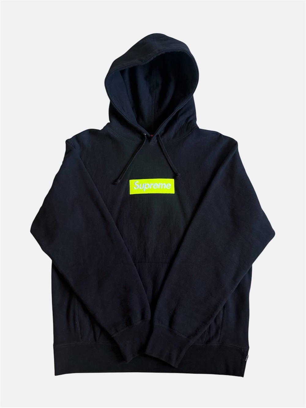 Supreme FW17 Box Logo Hoodie Black Lime Green Neon Size Large - Picture 3 of 10